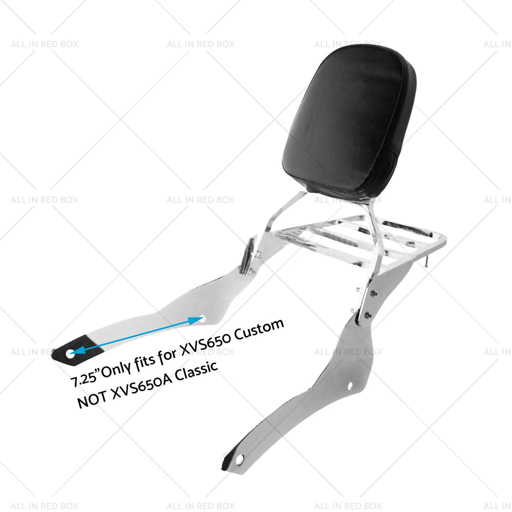 Chrome Backrest Sissy Bar Luggage Rack for Yamaha Vstar 400 650 (1998–2018)