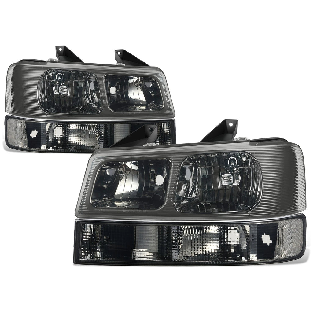 Set of 2 Smoked Headlights with Signal Bumper Lamps for Express Savana 1500 2500 3500 (2003–2022)
