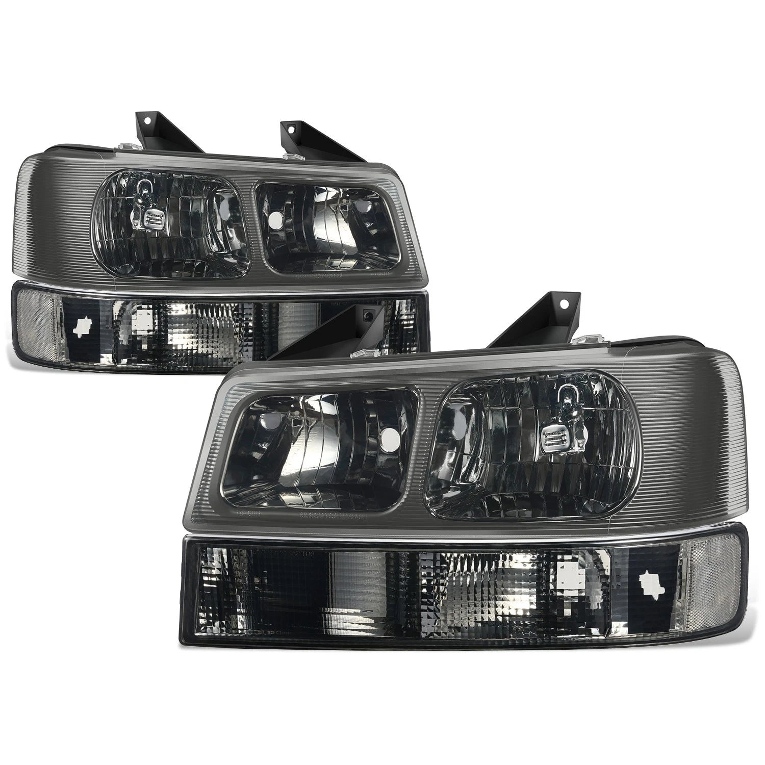 Set of 2 Smoked Headlights with Signal Bumper Lamps for Express Savana 1500 2500 3500 (2003–2022)