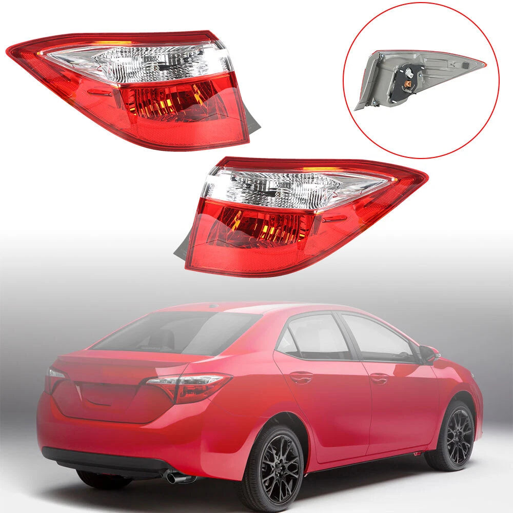 Set of 2 Red Tail Lights for Toyota Corolla (2014–2016)