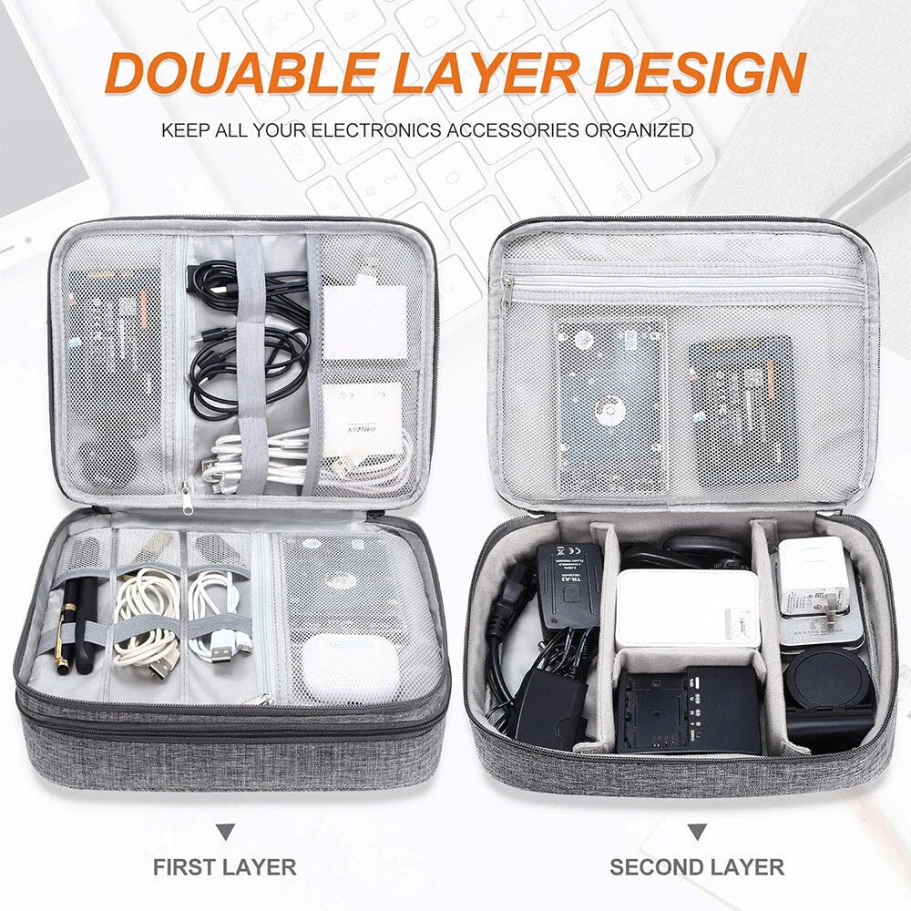 Portable Electronic USB Organizer Travel Cable Storage Bag Case