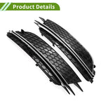 1 Pair Front Fog Light Grill for Audi A6 C7 (2012–2015) Black Silver Tone
