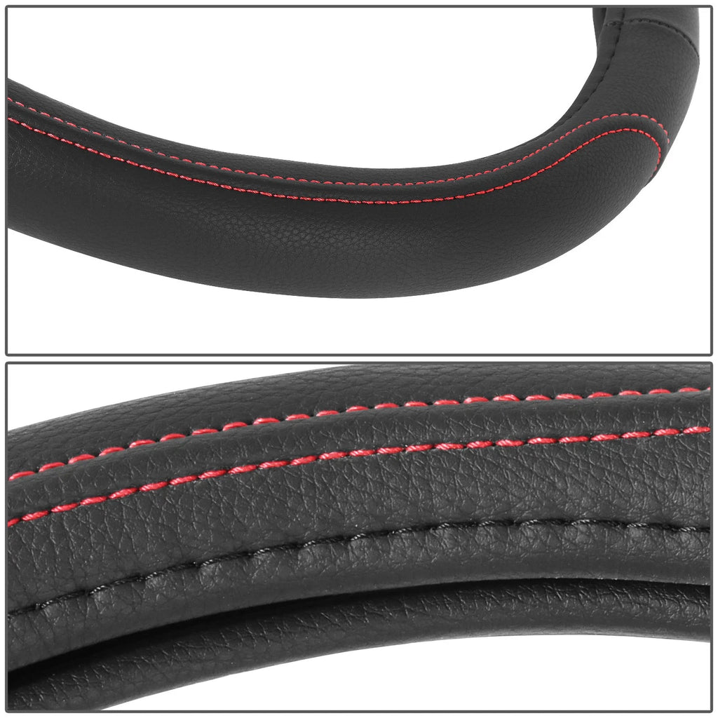 Steering Wheel Cover for - Matte Texture Grain Leather, Red