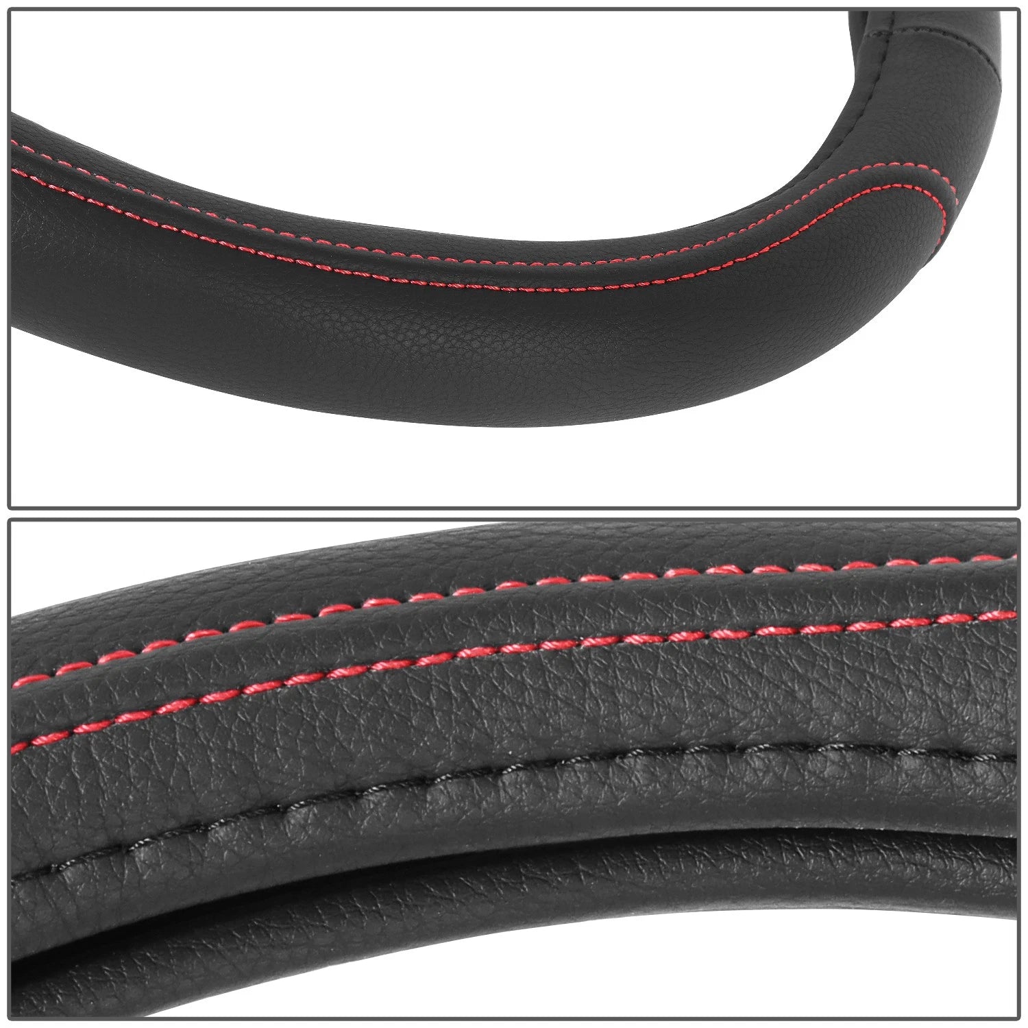 Steering Wheel Cover for - Matte Texture Grain Leather, Red