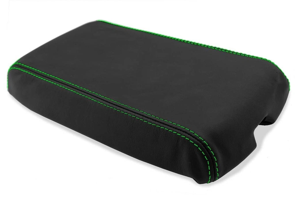 Leather Console Lid Armrest Cover for Chevrolet Camaro (1982–1992) Green Stitch