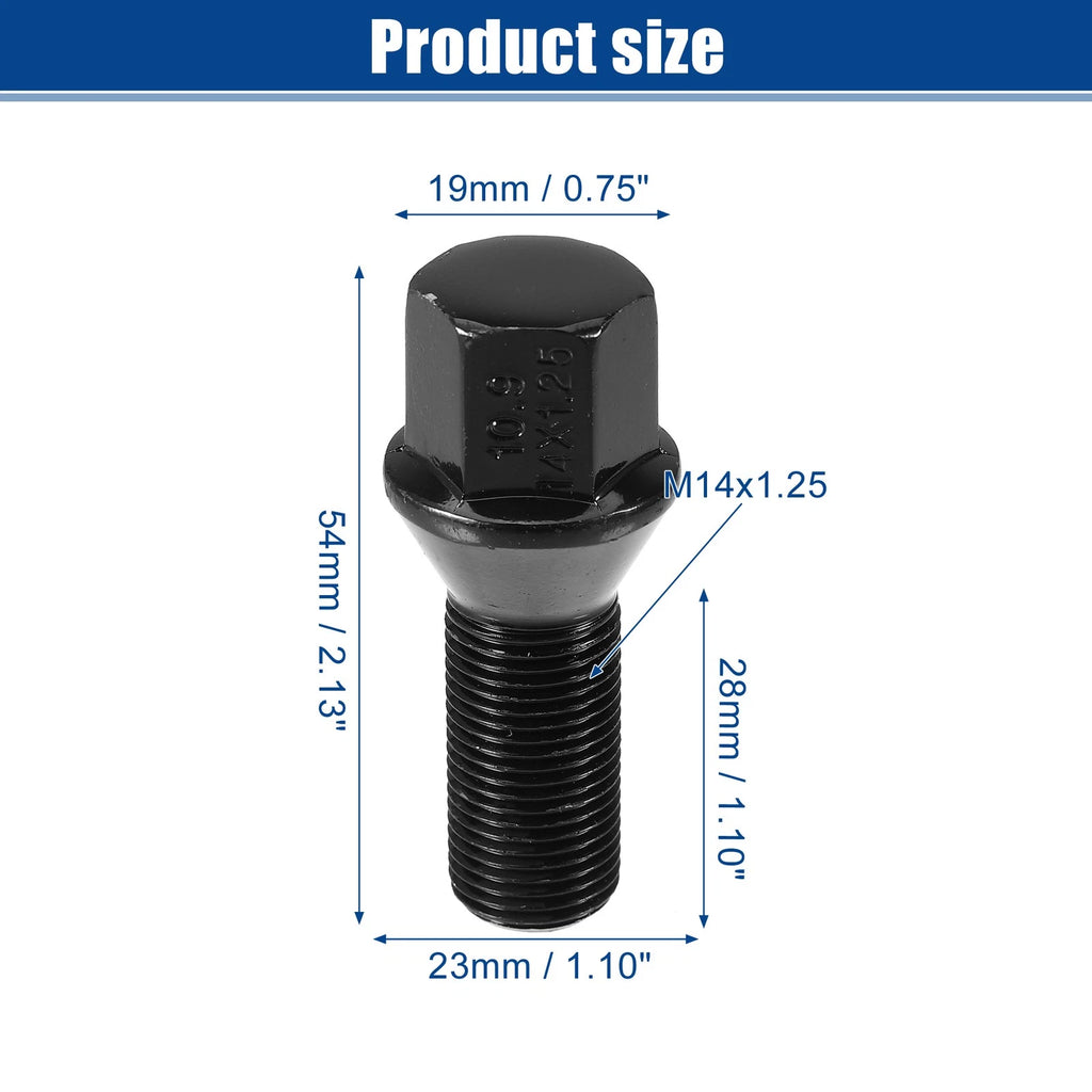 20pcs M14x1.25 Extended Wheel Lug Bolt Conical Seat 28mm for BMW Mini 