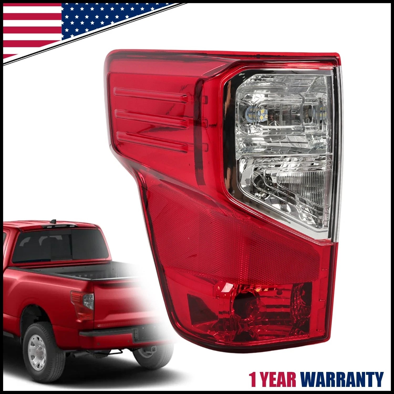 Rear Left Tail Light for Nissan Titan XD SL SV (2016–2023) w/Bulbs