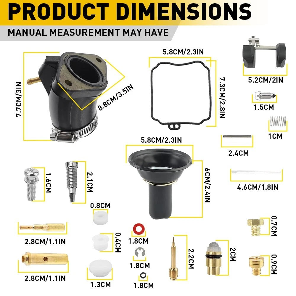 Carburetor Rebuild Kit for Yamaha V Star 650 XVS650 (1998–2016) 4TR-13596-01-00