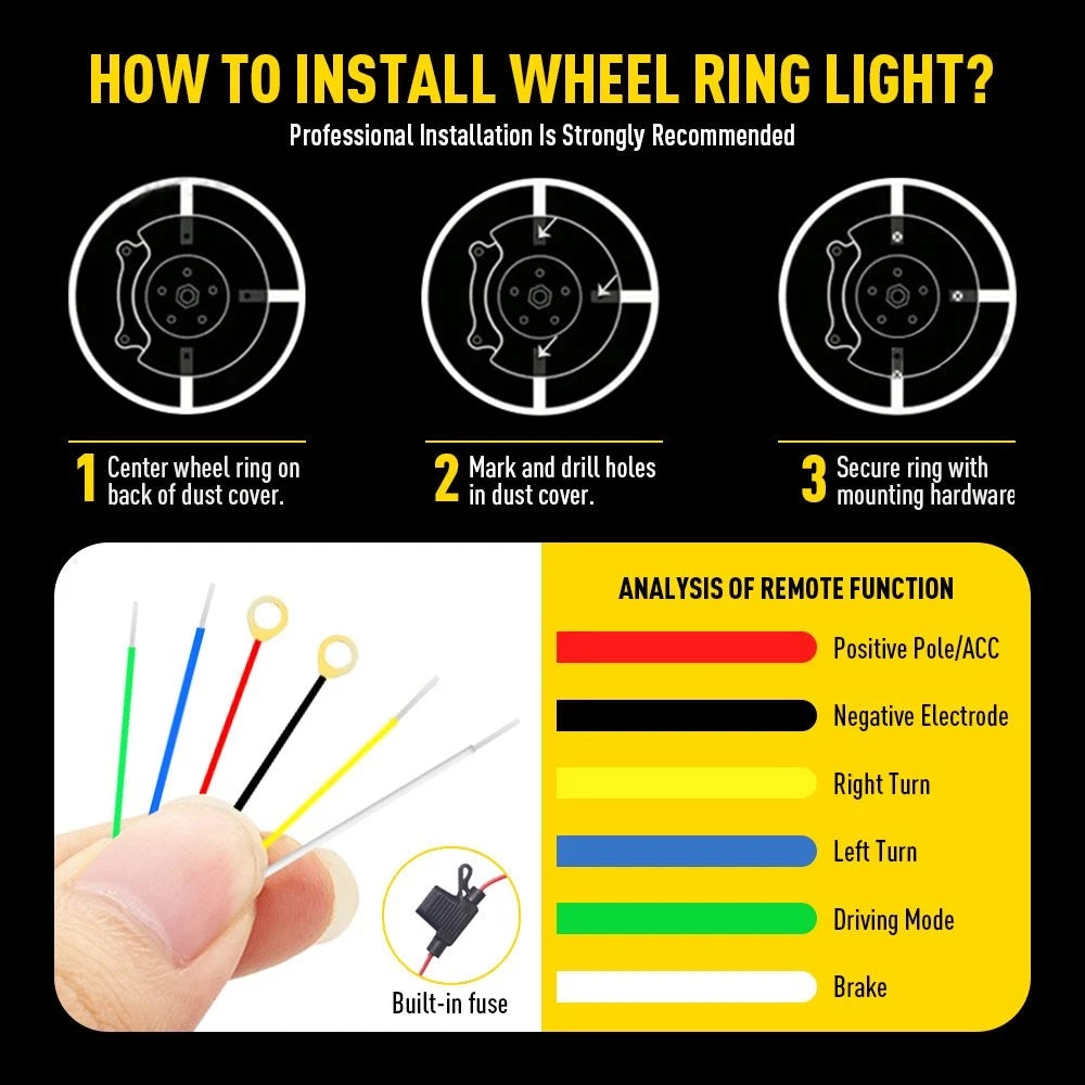 17.5" RGB Wheel Ring Lights for Truck Car (Bluetooth APP)