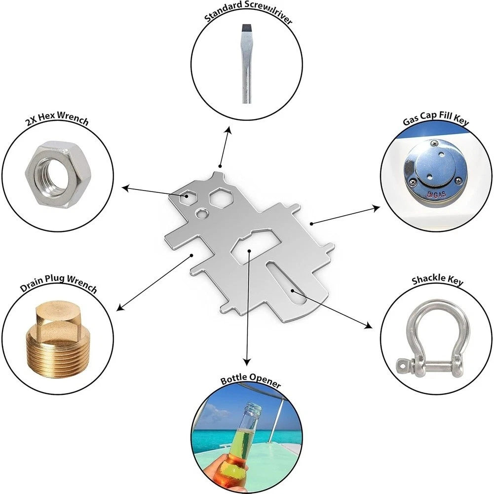 304 SS Deck Key Wrench with Bottle Opener for Marine Use