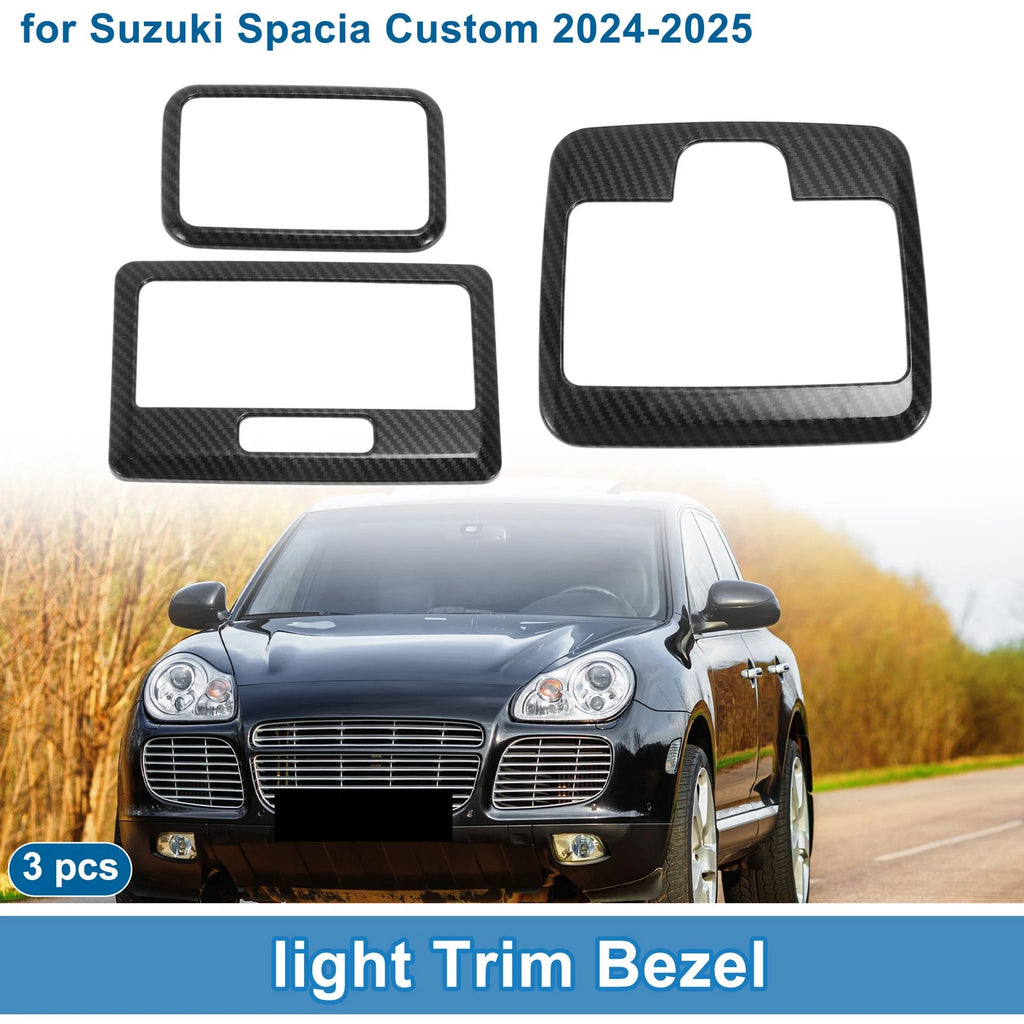 Light Trim Bezel Set for Suzuki Spacia Custom (Carbon Fiber, Black)