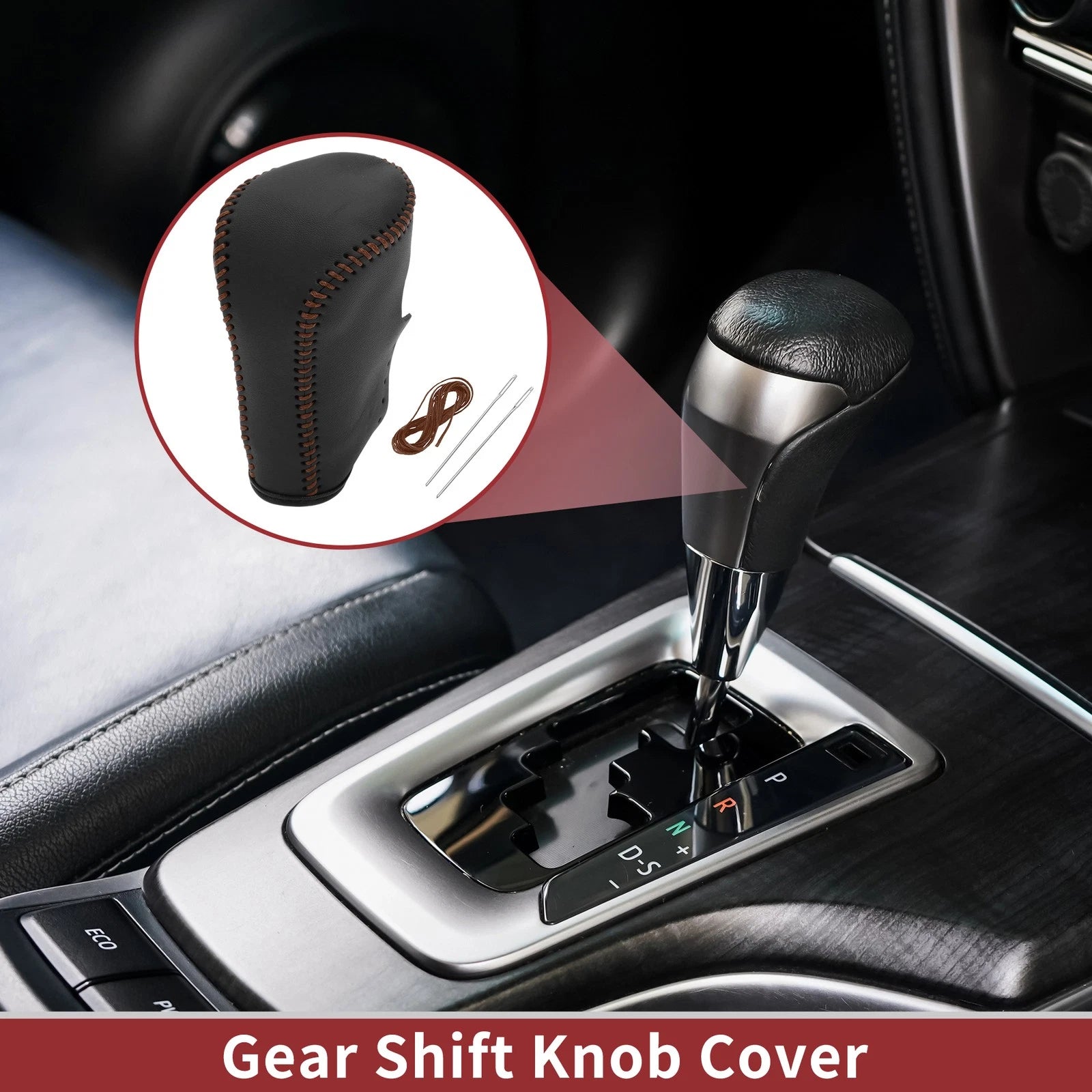 1 Pc Gear Shift Knob Cover for Honda Accord (2008–2012) Black Brown Faux Leather