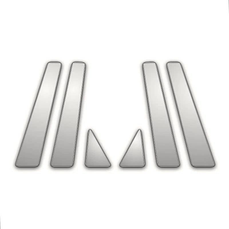 6Pc Chrome Pillar Post Cover Kit with Triangle for Jaguar XJ (2011–2019)
