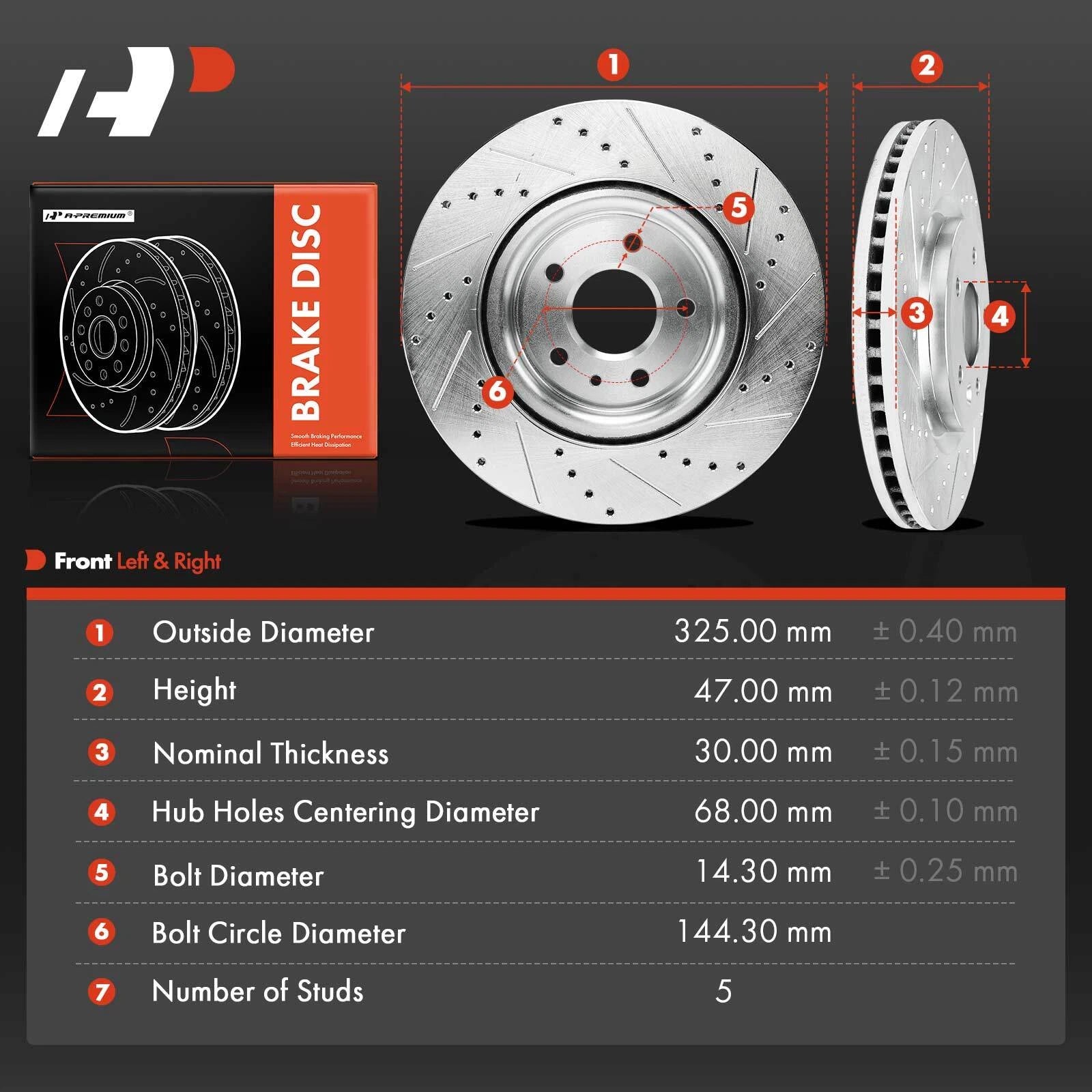 Front Side Drilled Brake Rotors for Ford Explorer (2011-2019)