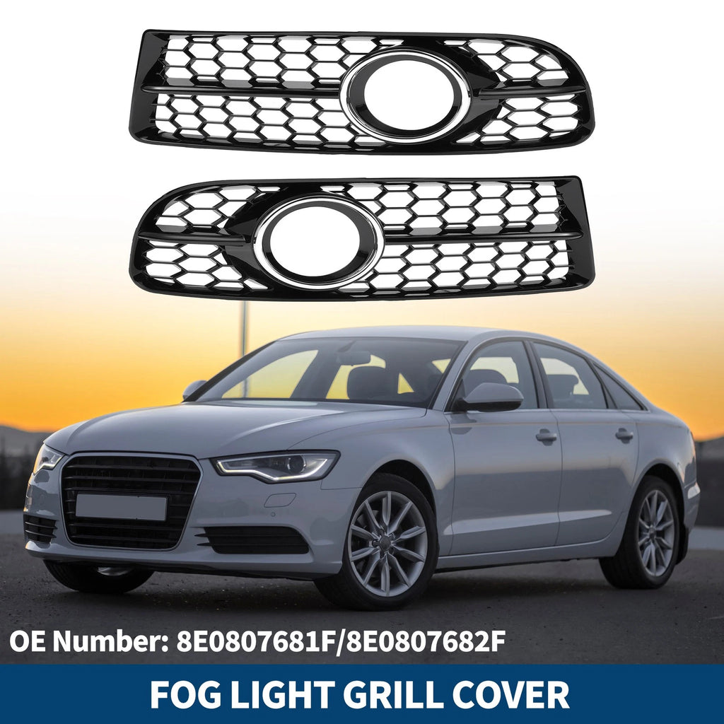 1 Pair Fog Light Grills for Audi A4 B7 S4 (2005–2008) No. 8E0807681F/8E0807682F