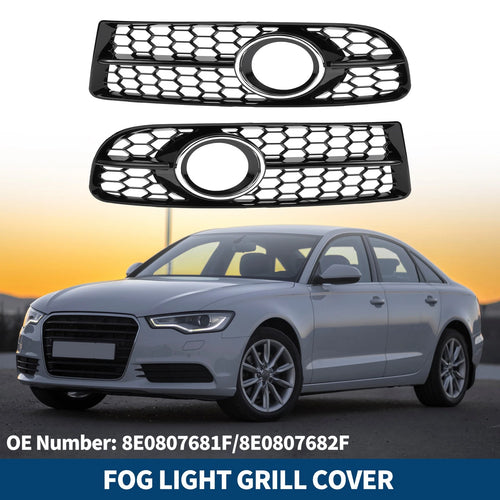 1 Pair Fog Light Grills for Audi A4 B7 S4 (2005–2008) No. 8E0807681F/8E0807682F