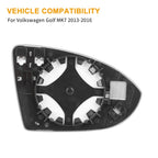 Heated Mirror Glass with Backing Plate LH for Volkswagen Golf (2015–2020)