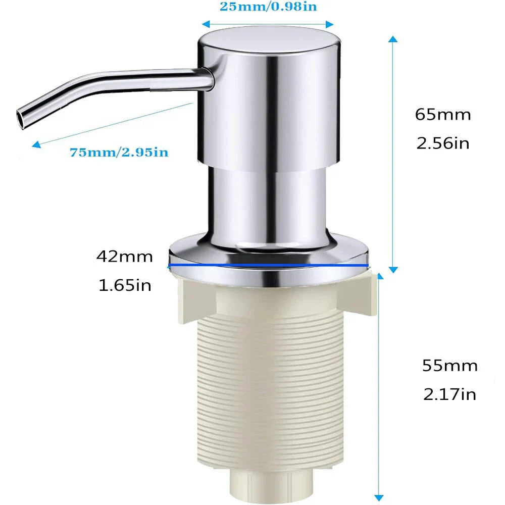 360�� Sink Soap Dispenser Kitchen Liquid Pump Stainless Steel & Plastic