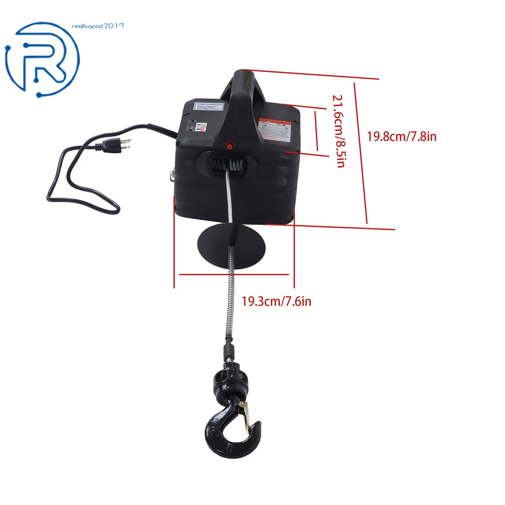 Electric Hoist Winch for Portable Use (1100lbs, Wireless Remote)