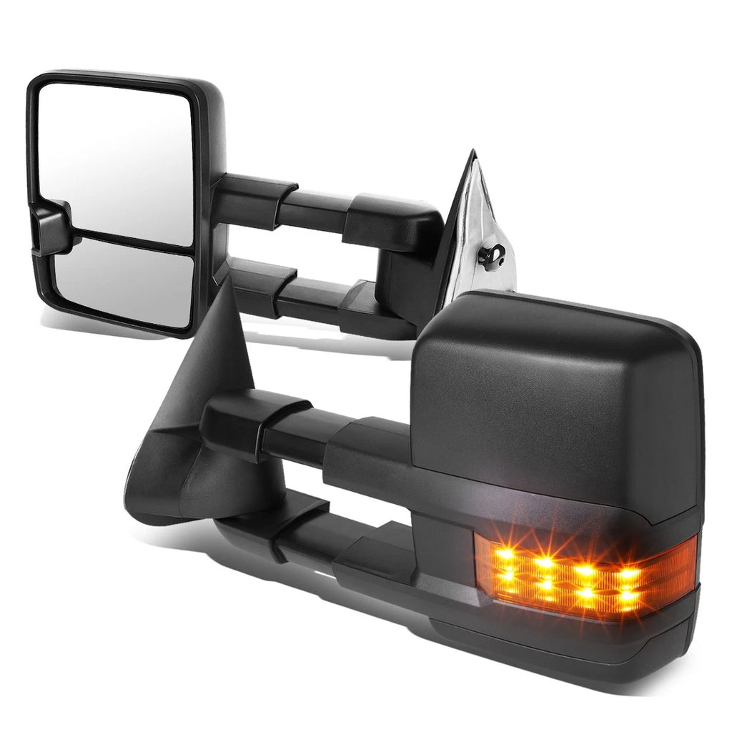 Set of 2 Extendable Arm LED Signal Light Towing Mirrors for GM GMT800 (2003–2007)