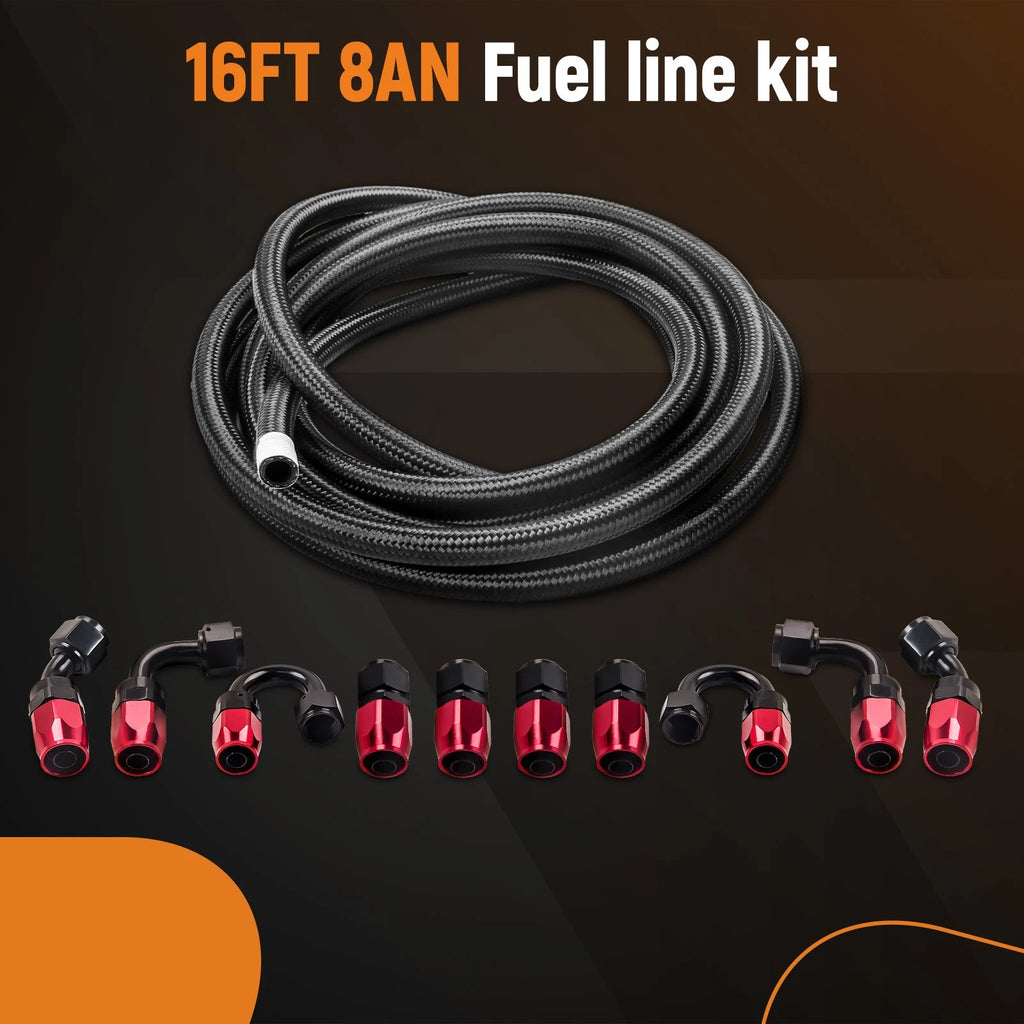 8AN Nylon Steel Braided Oil Fuel Line Kit for Universal Applications