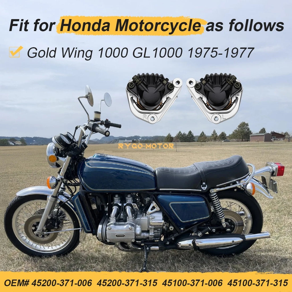 Set of 2 Front Brake Calipers w/Pads for Honda Goldwing 1000 GL1000 (1975–1977)