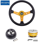 14" Deep Dish Drifting Steering Wheel + Short Hub Adapter Kit for Dodge Jeep (170H)