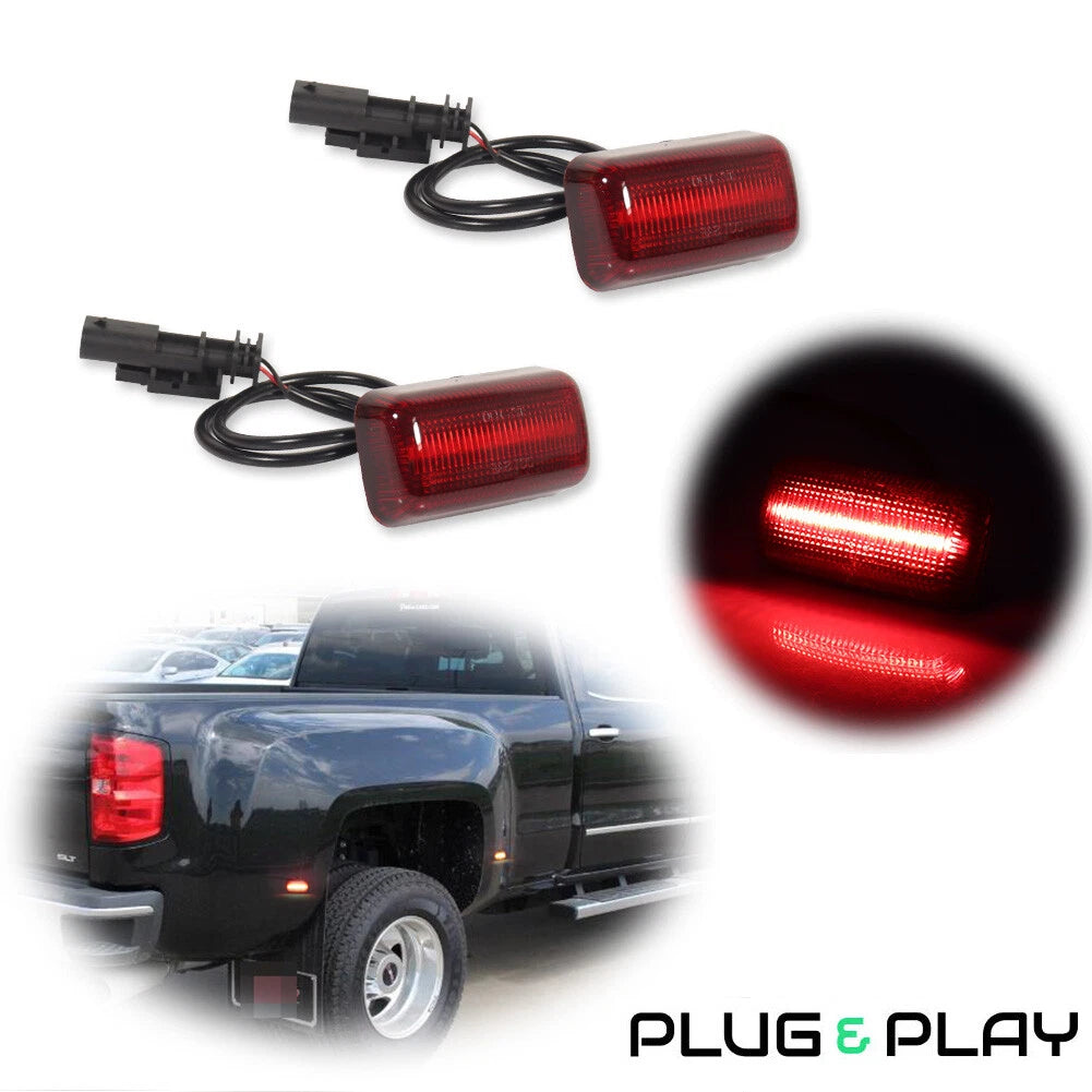 2X Red LED Wheel Fender Side Marker Lights for Chevy GMC 2500HD 3500HD