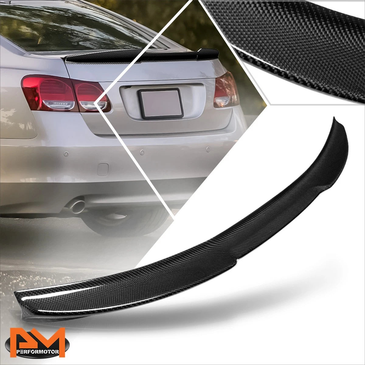 Carbon Fiber V-Style Rear Trunk Lid Spoiler for GS430 GS450H GS460 (2006–2011)