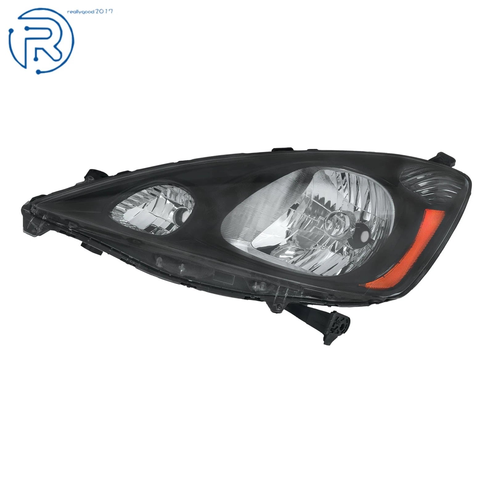 Halogen Headlight Driver Left Side for Honda Fit (2009–2011) Black Housing