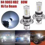 2 x H4 9003 HB2 60W 1800LM LED Headlight Lamp Globes Hi-Lo Beam for Vehicle