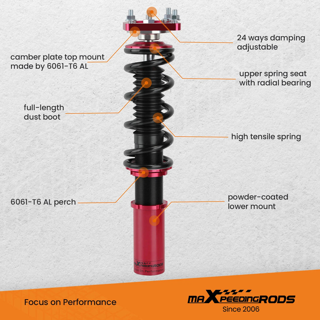 24 Level Damper Coilovers Struts + Rear Control Arms Kit for Ford Mustang (1994–2004)