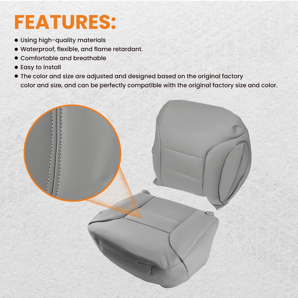 Set of 4 Front Leather Bottom Seat Covers for Chevy Silverado Sierra (1995–1999)