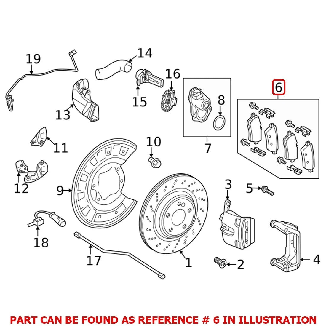 Set of 4 Rear Disc Brake Pads for Mercedes-Benz (OEM 0004204604)