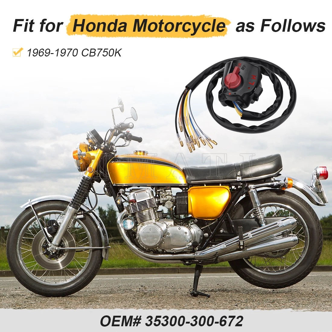 Right Handlebar Switch #35300-300-672 for Honda CB750 (1969–1970)