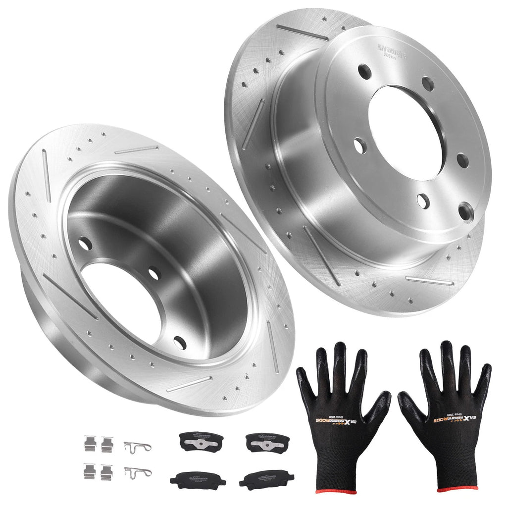 Rear Brake Rotors and Pads Kit for Dodge Avenger (2008–2014), Caliber (2007–2012)