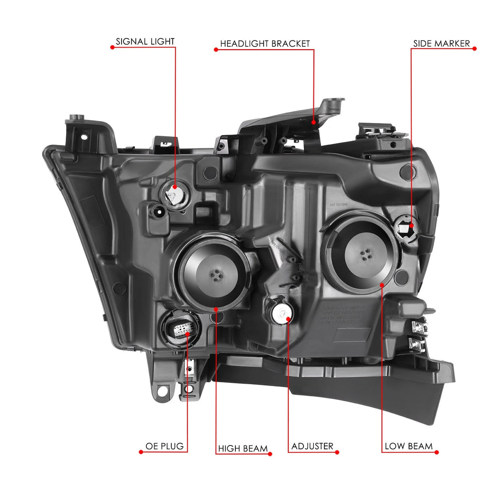 Chrome Housing Clear Reflector Headlights Assembly for Ram 1500 (2019–2024)