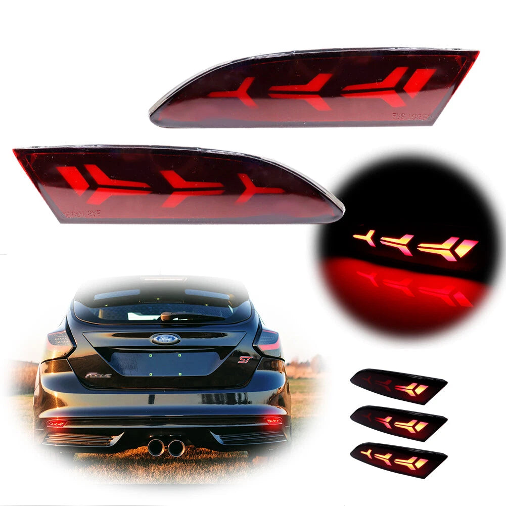3-in-1 Rear Tail Fog Light with Sequential Turn Signal LED for Ford Focus (2012–2014)