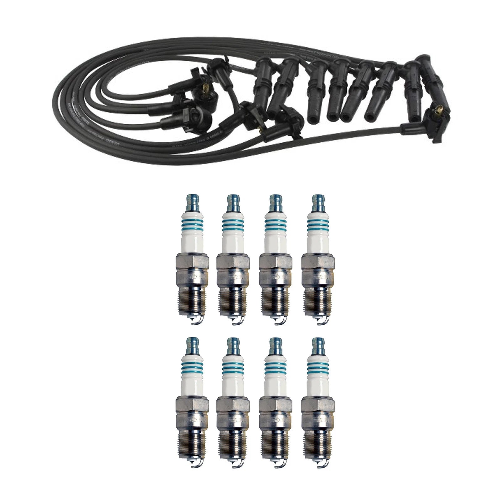 Denso 8mm Wire Set & 8 IridiumPower Spark Plugs Kit for Ford Lincoln 4.6 V8 (1996–2008)