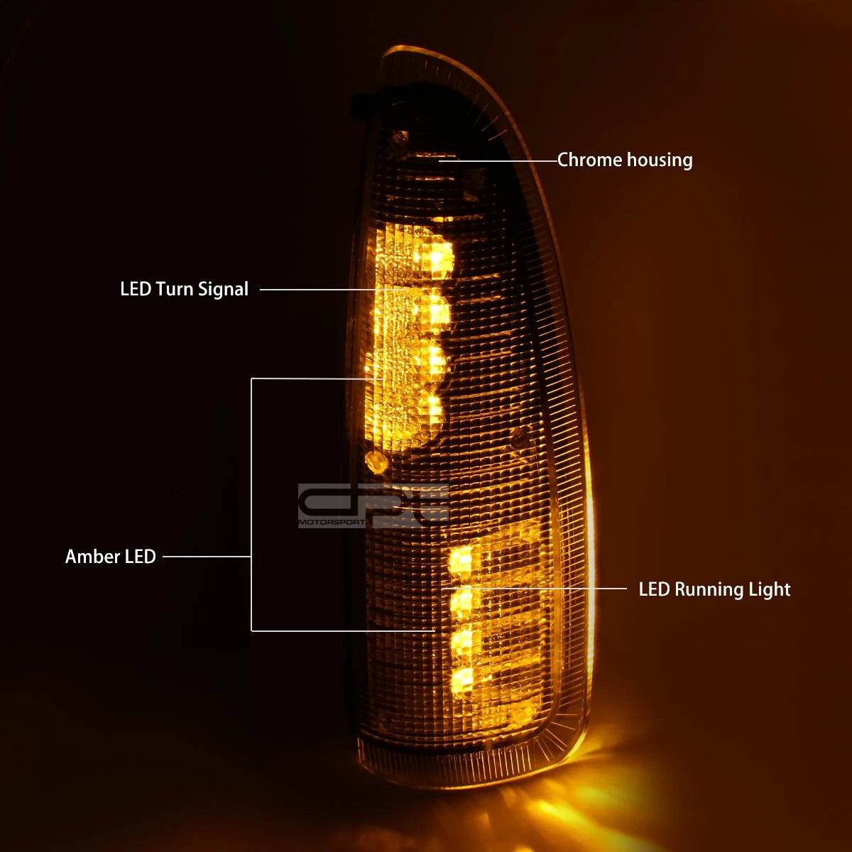 Chrome Amber LED Tow/Side Mirror Running Signal Light for Ford Superduty (2000–2007)