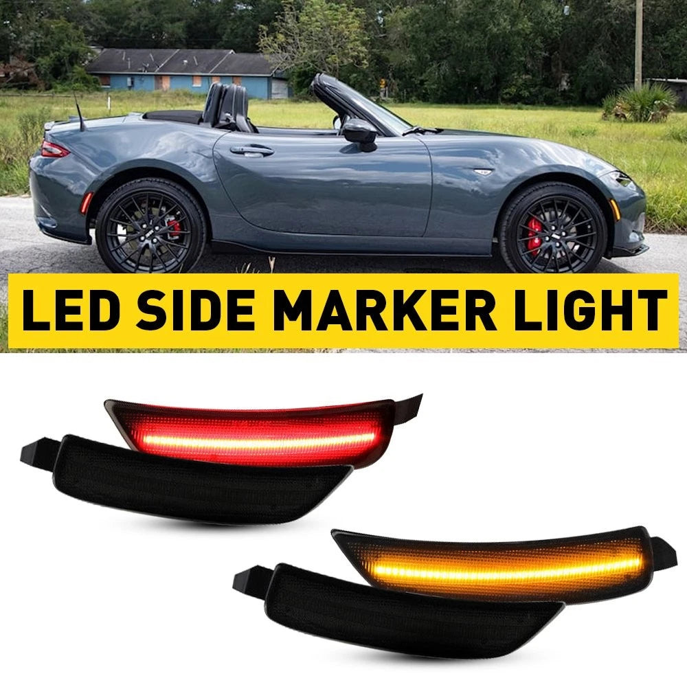 LED Side Marker Light for Mazda Miata MX-5 (2016–2022) - Smoke Front Amber Rear Red