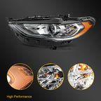Left Headlight for Ford Fusion (2017–2020) Black Housing with Bulbs
