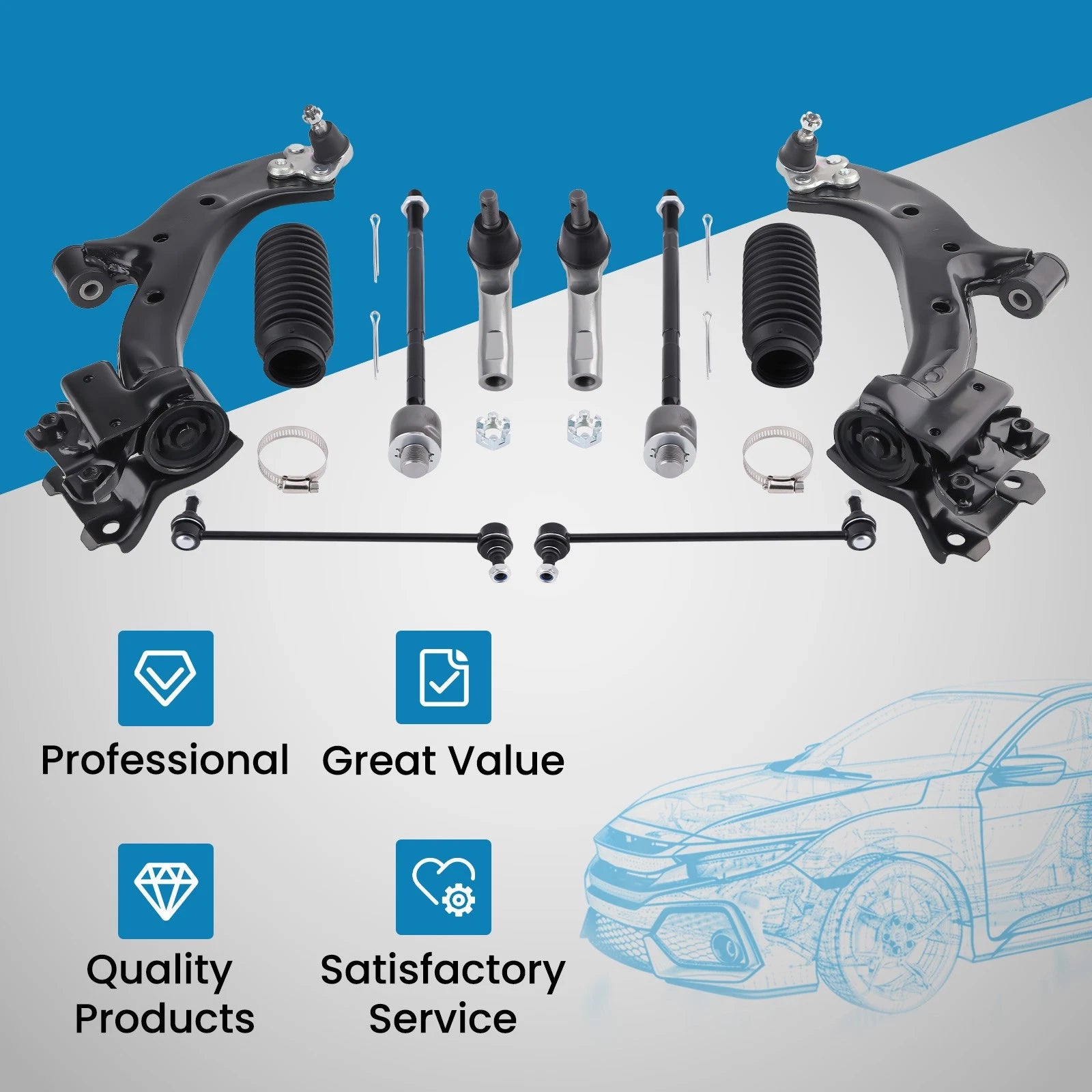 Front Complete Struts with Control Arms for Honda CR-V (2007-2011)