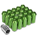 20 PCS Open End M12x1.25 50mm Tall Green Aluminum Lug Nuts + Lock Key
