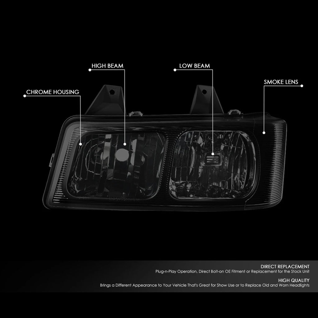 Headlights for Chevy Express GMC Savana 1500 2500 3500 (2003–2022) Chrome Smoked