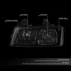 Headlights for Chevy Express GMC Savana 1500 2500 3500 (2003–2022) Chrome Smoked