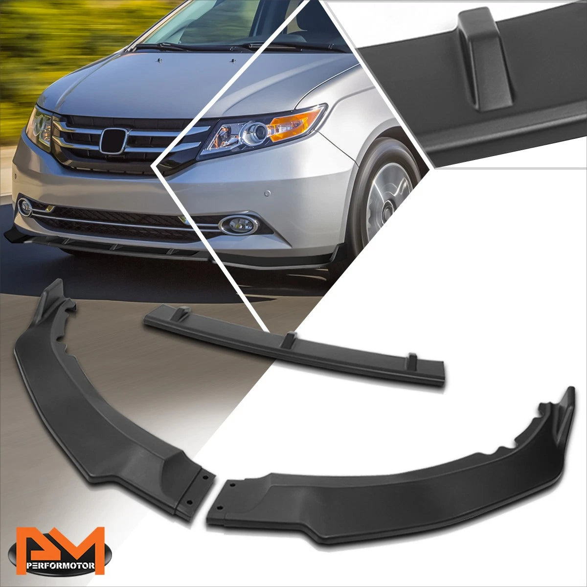 Matte Black CK-Style Front Bumper Spoiler Lip for Honda Odyssey (2011–2017)