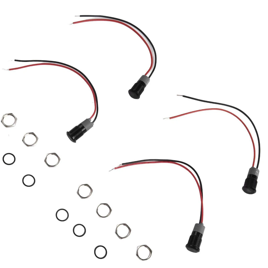 12mm Waterproof LED Indicator Lights for Tractors RVs Boats (DC 12V 24V)