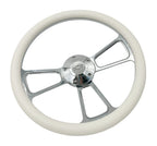 14 Inch Billet Steering Wheel with White Wrap and Chevy Bowtie for Vehicle (2010–2020)