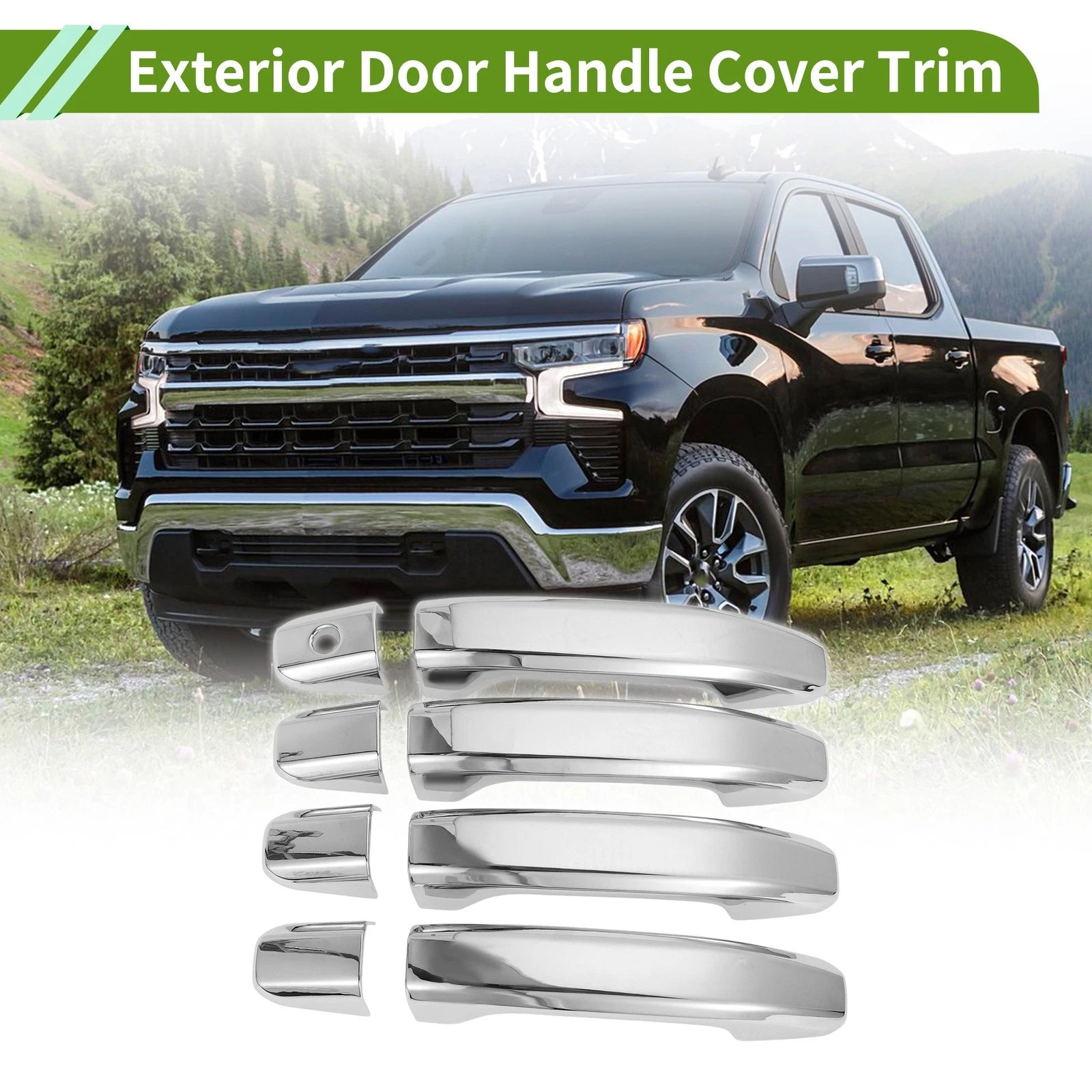 Set of 1 Exterior Door Handle Cover Trim for Chevy Silverado 1500 (2020–2022) ABS